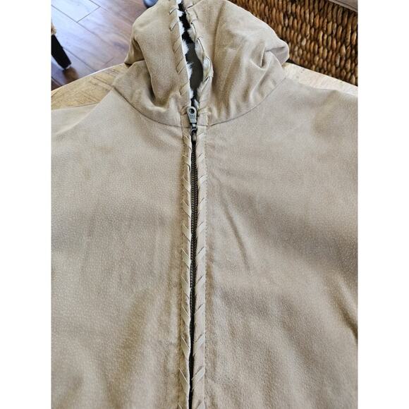 Wilsons Leather Jacket Coat Womens 2XL Brown Suede Faux Fur Trim Hooded - Picture 6 of 14